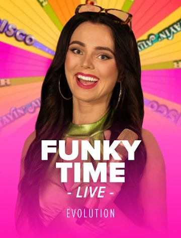 Evolution title Funky Time, 95.5% RTP, playable at Fortune Clock Casino